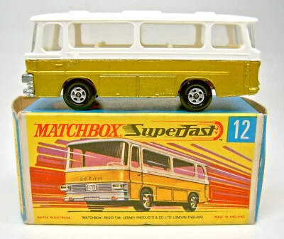 Matchbox Superfast Nr. 12B Setra Coach goldmetallic & weiß top in Box - Bild 1 von 4