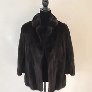 Ladies Vintage Mink Coat Stroller Jacket Swing Coat Dark 1950s Size Small-Med - Picture 1 of 12
