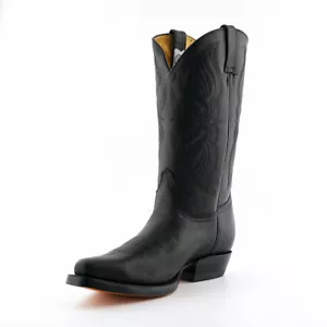 Stivali da cowboy western slip on Grinders Louisiana neri da uomo in pelle - Foto 1 di 7