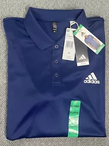 Adidas Men's M D2M Blue Polo with White 3 Stripe Logo XL NWT - Picture 1 of 11
