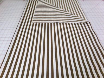 Brown & White Striped Fabric. Lightweight. Washed. Approx 34x44. SEEnote A25-508 - Image 1 of 4