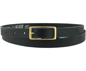 Echt Ledergürtel Damengürtel Schwarz 2 cm Damen 100 % Leder Gürtel Gold Schnalle - Bild 1 von 5