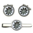 Clerget Rotary Aircraft Engine Cufflinks and Tie Clip Set