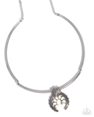 Тлеющие камни папарацци - белые - серебряные слитки - белые камни - ожерелье и - Изображение 1 из 3