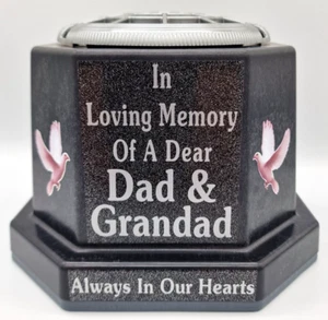Dad & Grandad Graveside Flower Pot Memorial Gift, Silver Writing with Doves - Imagen 1 de 5