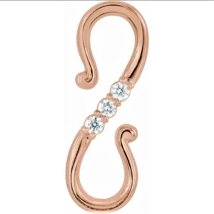 Extensor de bobina de gancho de oro rosa 15 mm 14 k 0,03 quilates Si1 G diamante S HECHO EN EE. UU. - Imagen 1 de 3