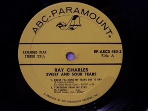 7" 33 RPM RAY CHARLES Sweet and Sour Tears  1964 ABC-Paramount EP-ABCS-480-2 VG+ - Picture 1 of 3