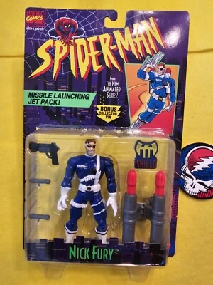 ToyBiz Spider-Man Animated Series Nick Fury Action Figure - Factory Sealed MOC - Image 1 of 2