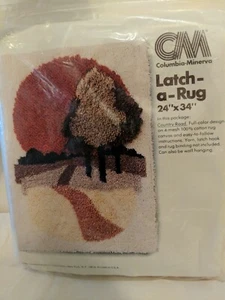 NOS VTG Latch A Rug Design CANVAS CM Columbia Minerva 24"x34" 1978 Country Road - Picture 1 of 5