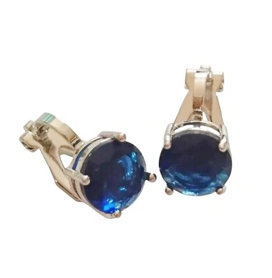 1 Paar Ohrclips Clips rund Strass dunkelblau silberf - Bild 1 von 4