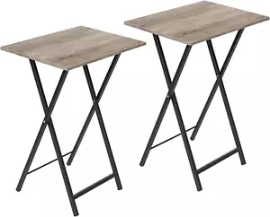 Folding TV Tray Tables, Set of 2 Side Table for Small Space, Industrial Snack Ta - Picture 1 of 9