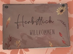 Schild Herbstlich Willkommen Blechschild Dekoration Herbst 🍂 - Bild 1 von 2