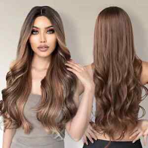Perruque Longue Brune pour Femme, Perruques Body Wave Ombre, Cosplay Halloween