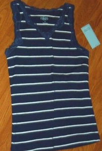 * HILLARD & HANSON STRICK TANK TOP GRÖSSE S-PS-L BLAU WEISS SPITZE 100 % BAUMWOLLE NEU MIT ETIKETT - Bild 1 von 4
