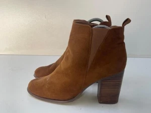 River Island Women's Tan Side Elastic Heeled Ankle Boots Shoes UK 6 EUR 39 -A5 - Picture 1 of 7