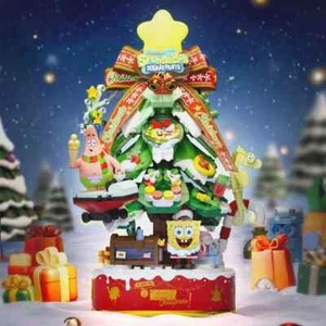 Bob Esponja Pantalones Cuadrados Bloques de Construcción Feliz Navidad Árbol Caja de Música Ladrillos - Imagen 1 de 6