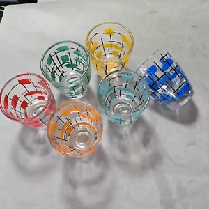 Vintage Multi Coloured Shot Glasses, 2" tall, set of 6 - Picture 1 of 4
