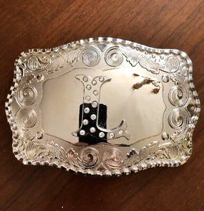 Big Western Initial Letter “L” Name Alphabet Monogram Unisex Men’s Belt Buckle - Picture 1 of 2