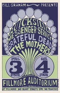 Grateful Dead, Mothers, Quicksilver Fillmore Poster 11 X 17 Framed - Picture 1 of 2