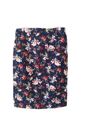 Falda Philosophy Mujer 4 Azul Floral Lápiz Cremallera Elastizada Cintura Elástica Abertura Foto 1 de 4