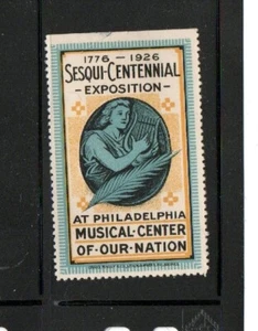 Poster Stamp Label 1926 SESQUI-CENTENNIAL EXPOSITION Philadelphia Musical Center - Picture 1 of 2