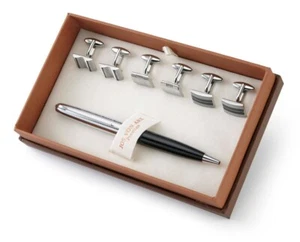 Men’s Gift Set – Cufflinks & Ballpoint Pen in Presentation Box - Picture 1 of 5