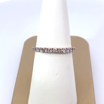 14K розовое золото 1/2CT круглый натуральный бриллиант штабелируемый свадебный юбилей группы 7 - Изображение 1 из 4