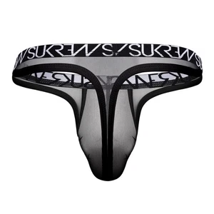SUKREW Mesh Super Low-Rise Thong Unlined Stretch in Sheer Underground Black 43 - Picture 1 of 6