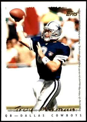 Troy Aikman 1995 Topps #130 Dallas Cowboys NFL READ FREE SHIPPING AutographDen - Image 1 of 2