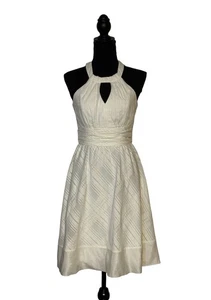 Vestido Halter WHBM Casa Blanca Mercado Negro 00 Marfil Cerradura Ajuste Acampanado Cóctel - Imagen 1 de 5