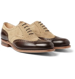 Handgefertigte Herren zweifarbige Leder formelle Schuhe neu Männer beige & braun Brogue Schuhe - Bild 1 von 4