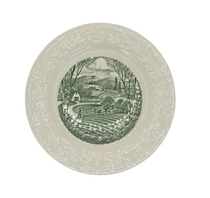 Vintage Homer Laughlin Pastoral Bread Plate Green & White 6.75 Inches USA - Picture 1 of 8