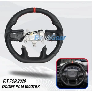 Full Leather Flat Sport Steering Wheel with Heated For Dodge Ram 1500 TRX 19-25 - Bild 1 von 5