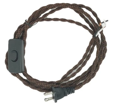 Twisted Rayon Cloth Covered Electric Lamp Cord with Polarized End Plug, Switc... - Image 1 of 4
