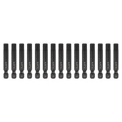 15pcs 6mm Metric Hex Head Wrench Drill Bit 50mm Length Magnetic Bits, Black - Image 1 of 4