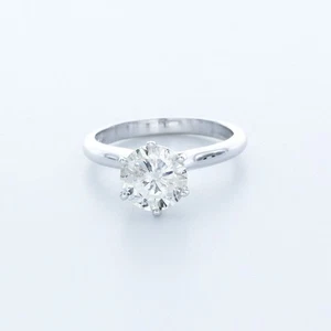 Diamante tondo certificato naturale 2 ct D SI2 950 placca. Anello di fidanzamento solitario - Foto 1 di 13