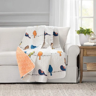50"x60" Rowley Birds Whimsical Design Quilted Throw Blanket Patchwork - Image 1 of 4