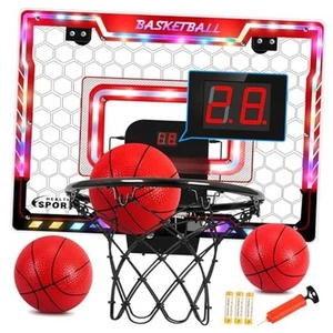 Basketball Hoop Indoor for Kids, Portable Mini Basketball with Light, red - Picture 1 of 7