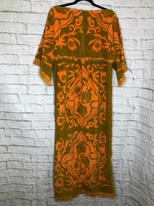Vintage 60er-70er Jahre Handtuch Bademantel Schwimmen Überziehen orange/grün - Bild 1 von 4