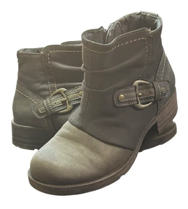 Earth Origins Phoenix Zip Up Faux Leather Suede Booties Womens Sz 6 Gray Brown - Picture 1 of 10