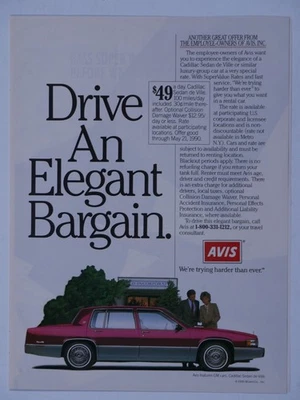 1990 Cadillac Sedan De Ville AVIS Original Print Ad - Image 1 of 4