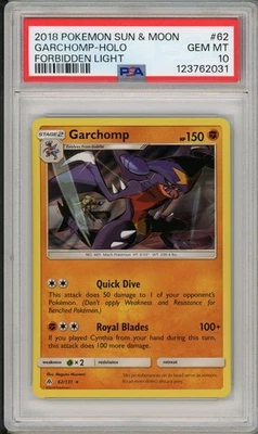 2018 Pokemon Sun & Moon Forbidden Light Garchomp Holo #62 PSA 10 Pop 10 - Image 1 of 2