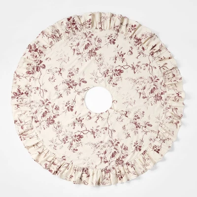 Ruffle Botanical Christmas Tree Skirt Red/Cream - Threshold with Studio McGee - Image 1 of 3