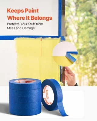 6 rollos de cinta azul para pintores de 1" x 60 yardas - eliminación limpia, sin residuos Foto 1 de 4
