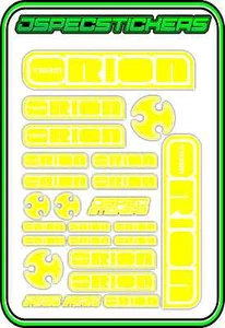 TEAM ORION RC STICKERS ESC MOTOR BRUSHLESS VORTEX CAR BUGGY JSPEC YELLOW WHITE  - Picture 1 of 8