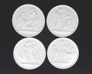 Set of 4 Bing & Grondahl White Bisque Wall Plaques 5.75" Diameter - Picture 1 of 8