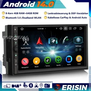 8-Kern Doppel 2 Din Android 14 Autoradio Navi GPS DAB+ CarPlay OBD2 RDS WiFi DTV - Bild 1 von 21