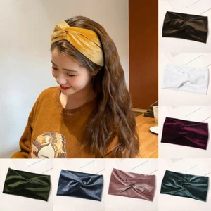 Women Knot Cross Headband Twisted Hair Band Head Wrap Soft Velvet Headwear Grey - Picture 1 of 16