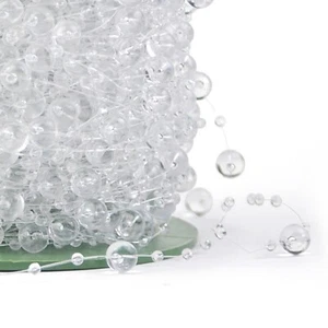 66Yards Clear Pearl Beaded Garland Wedding Bouquet Create Floating Garland Spool - Picture 1 of 4