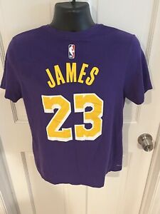 Purple Lakers Lebron James #23 T-shirt Size Med The Nike Tee Dri Fit Men's NBA